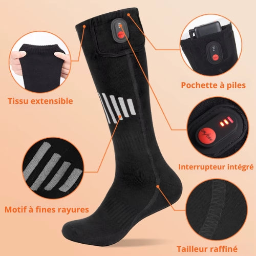 Chaussettes chauffantes d'hiver chaude | Recharge USB