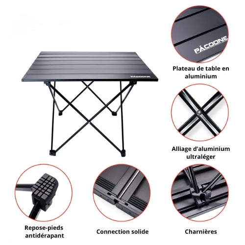 Table de camping pliante | Aluminium Ultraléger