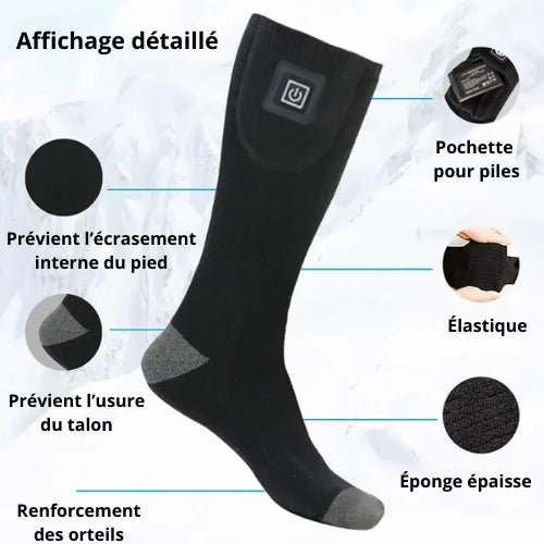 Chaussettes d'hiver chauffantes thermiques | Recharge USB - Chaude et épaisse