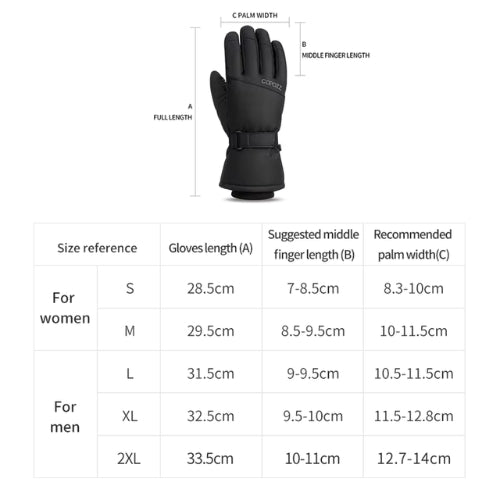 Gants de ski d'hiver unisexe - Thermique et chaud