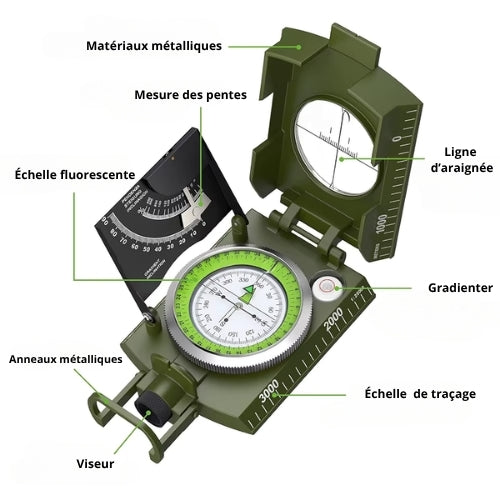 Boussole orientation - Boussole militaire | Survie / Randonnée
